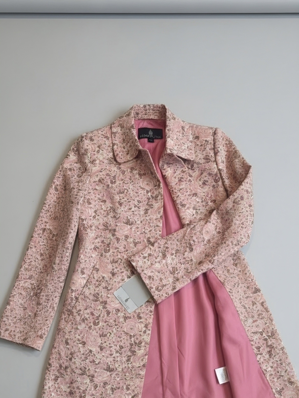 NWT Vintage London Fog Pink Rose Floral Trench Coat Small Classic Cottagecore